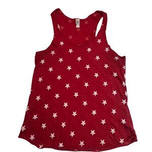 Alternative Tank Womens XL Red White Stars Racer Back Athleisure Lounge Shirt